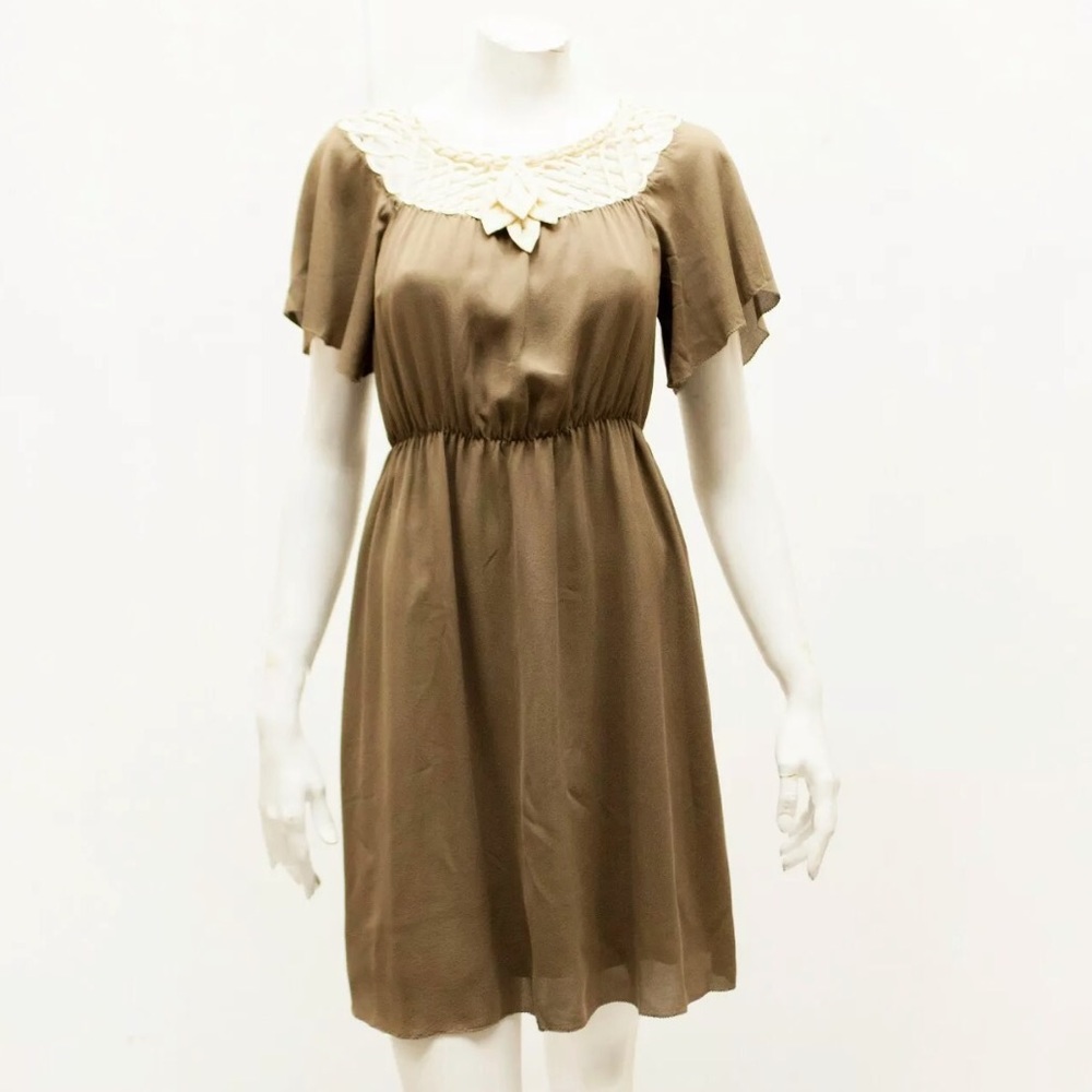 3.1 Phillip Lim Brown Blouson Silk Weave Dress - Picture 1 of 7
